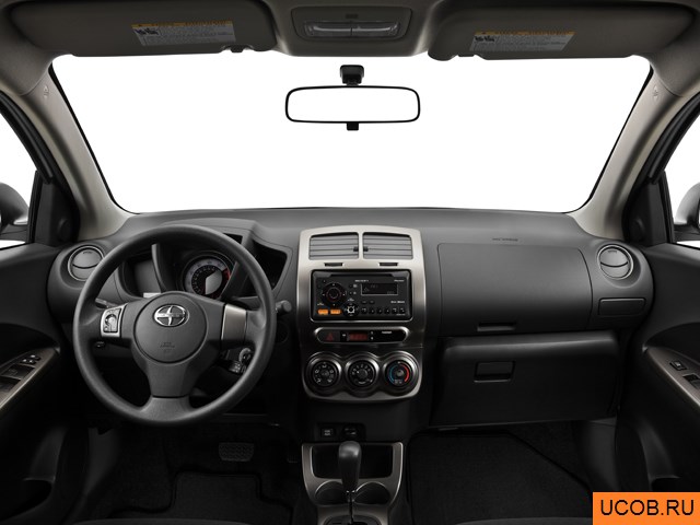 Hatchback 2013 года Scion xD в 3D. Вид водительского места.