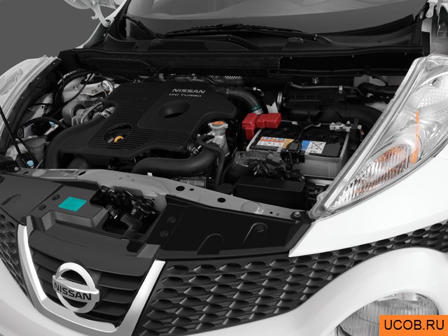 CUV 2013 года Nissan Juke в 3D. Моторный отсек.