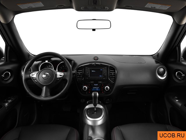 CUV 2013 года Nissan Juke в 3D. Вид водительского места.