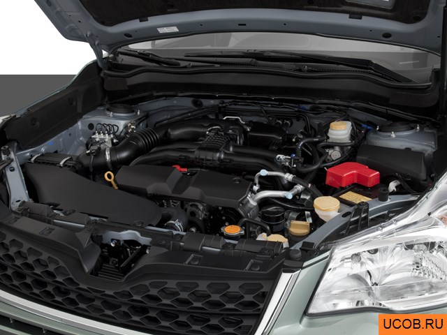 CUV 2014 года Subaru Forester в 3D. Моторный отсек.