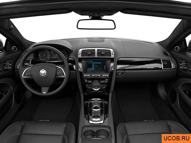 Convertible 2013 года Jaguar XK в 3D. Вид водительского места.