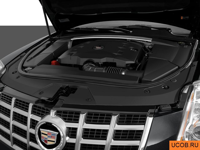 Coupe 2013 года Cadillac CTS в 3D. Моторный отсек.