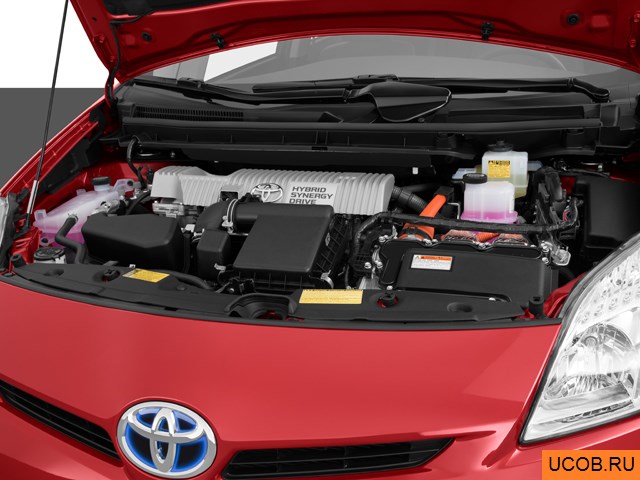 Hatchback 2013 года Toyota Prius  в 3D. Моторный отсек.