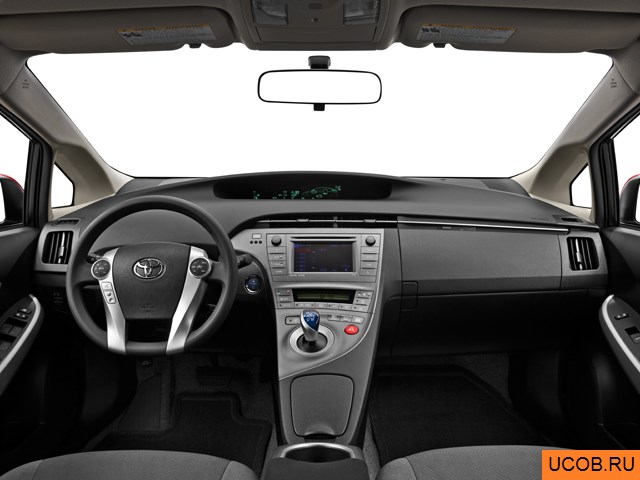 Hatchback 2013 года Toyota Prius  в 3D. Вид водительского места.