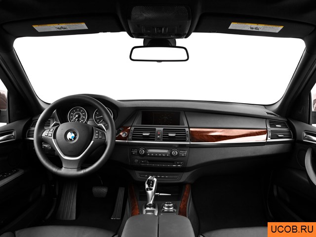 SUV 2013 года BMW X5 в 3D. Вид водительского места.