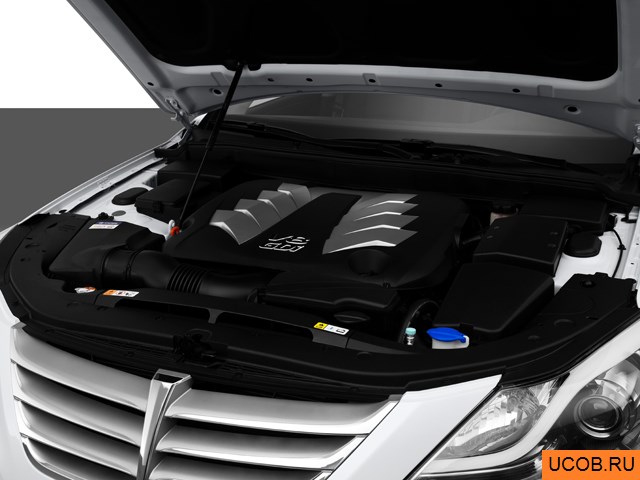 Sedan 2013 года Hyundai Genesis в 3D. Моторный отсек.
