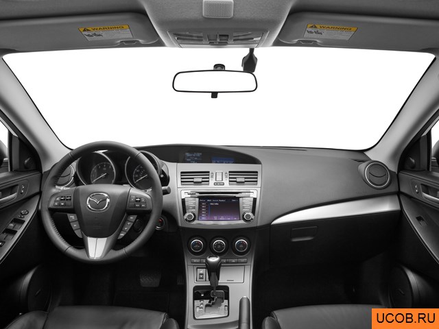 Hatchback 2013 года Mazda MAZDA3 в 3D. Вид водительского места.