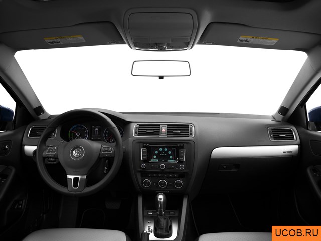 Sedan 2013 года Volkswagen Jetta Hybrid в 3D. Вид водительского места.