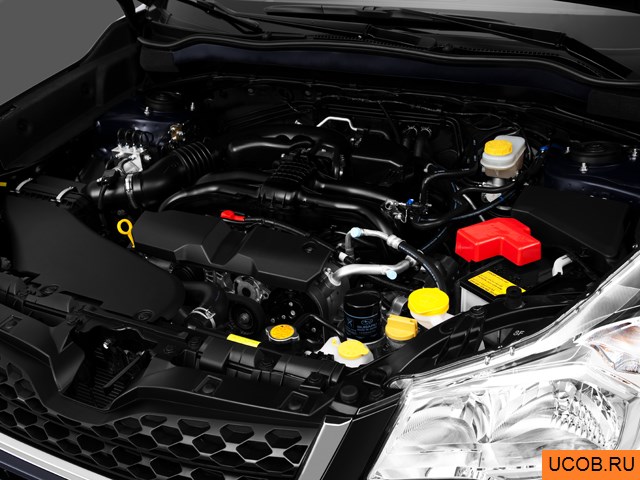 CUV 2014 года Subaru Forester в 3D. Моторный отсек.