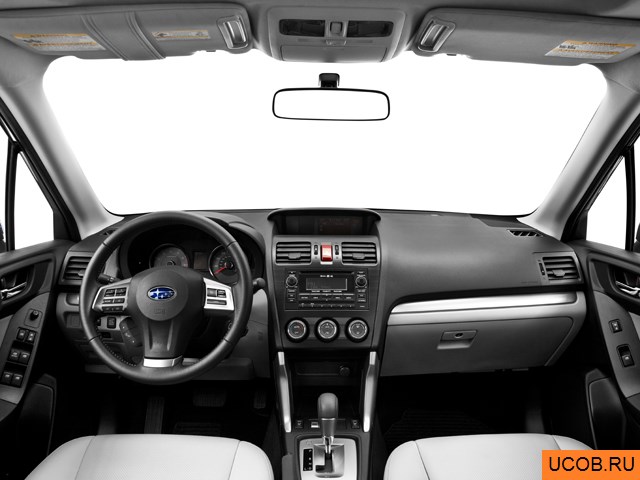 CUV 2014 года Subaru Forester в 3D. Вид водительского места.