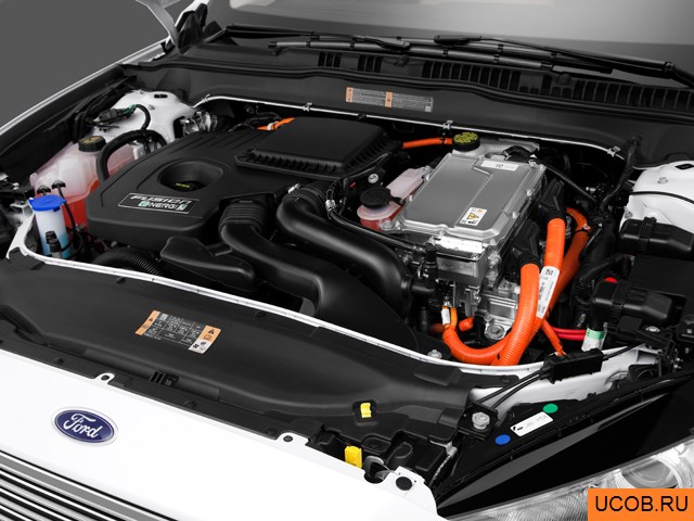Sedan 2013 года Ford Fusion Energi в 3D. Моторный отсек.