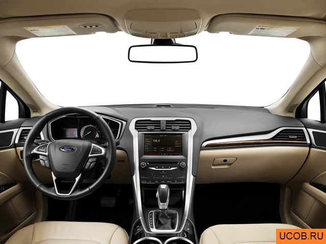 Sedan 2013 года Ford Fusion Energi в 3D. Вид водительского места.