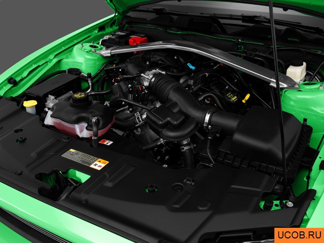 Convertible 2014 года Ford Mustang в 3D. Моторный отсек.