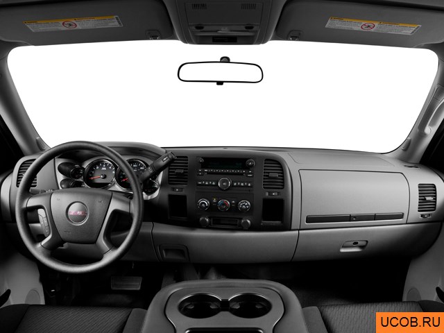 Pickup 2013 года GMC Sierra 3500HD DRW в 3D. Вид водительского места.