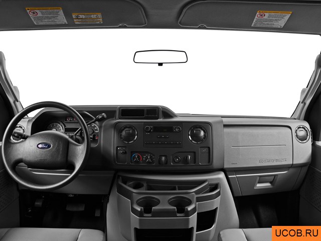 Passenger van 2013 года Ford E-Series Wagon в 3D. Вид водительского места.
