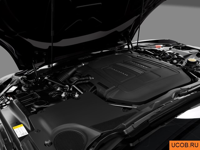 Roadster 2014 года Jaguar F-Type в 3D. Моторный отсек.