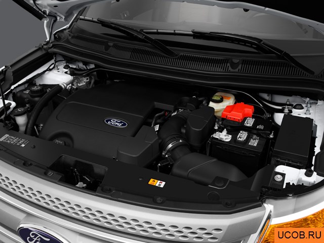 SUV 2014 года Ford Explorer в 3D. Моторный отсек.