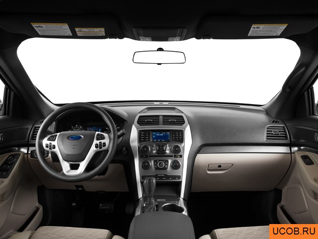SUV 2014 года Ford Explorer в 3D. Вид водительского места.