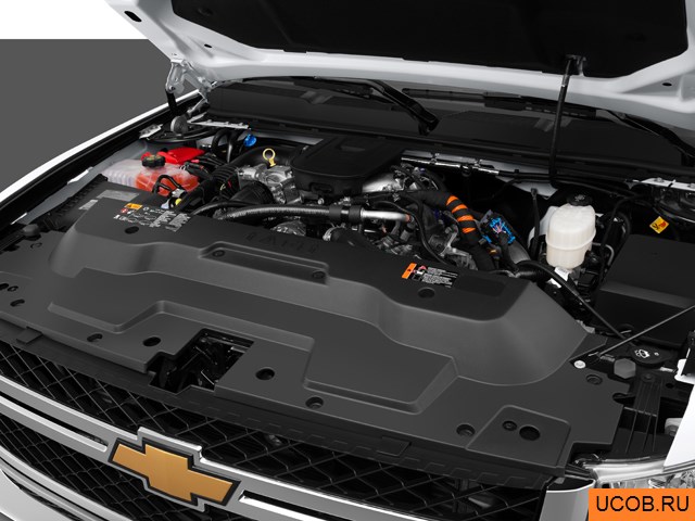 Pickup 2014 года Chevrolet Silverado 2500HD в 3D. Моторный отсек.