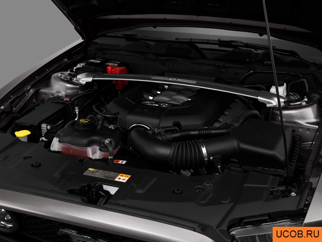 Coupe 2014 года Ford Mustang в 3D. Моторный отсек.