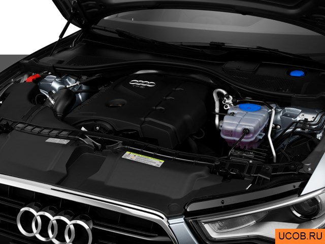 Sedan 2014 года Audi A6 в 3D. Моторный отсек.