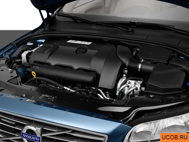 Sedan 2014 года Volvo S80 T6 AWD в 3D. Моторный отсек.