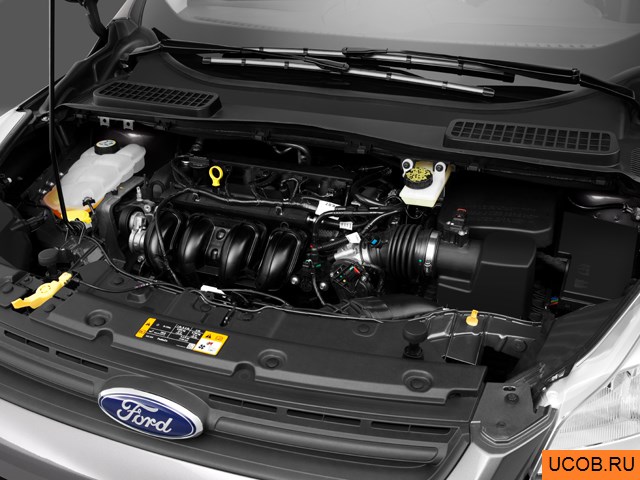 CUV 2014 года Ford Escape в 3D. Моторный отсек.