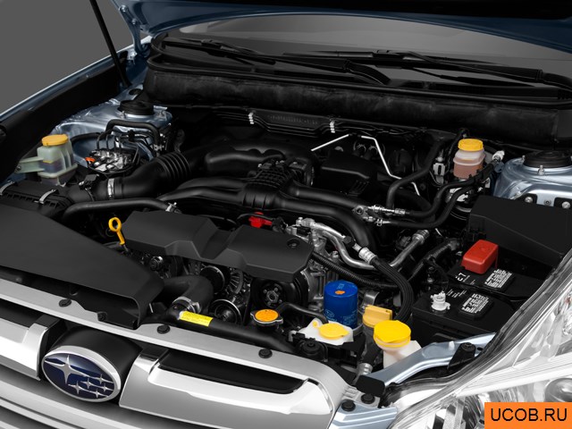 Wagon 2014 года Subaru Outback в 3D. Моторный отсек.