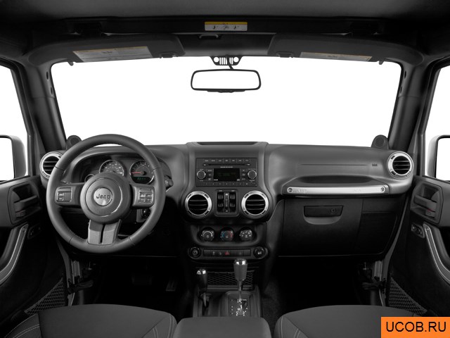 SUV 2014 года Jeep Wrangler Unlimited в 3D. Вид водительского места.