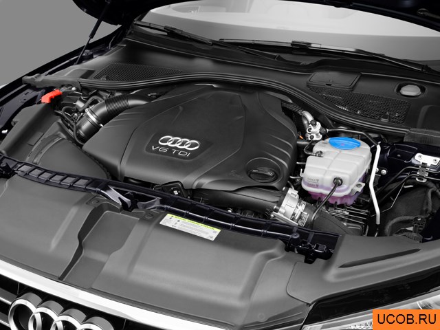 Sedan 2014 года Audi A7 в 3D. Моторный отсек.