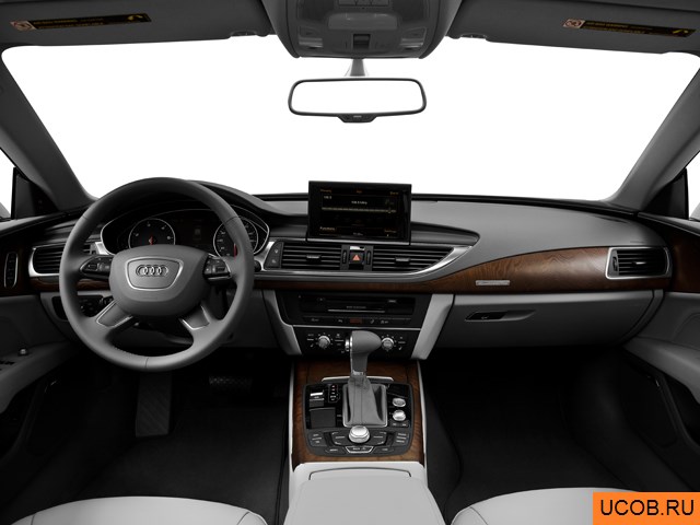 Sedan 2014 года Audi A7 в 3D. Вид водительского места.