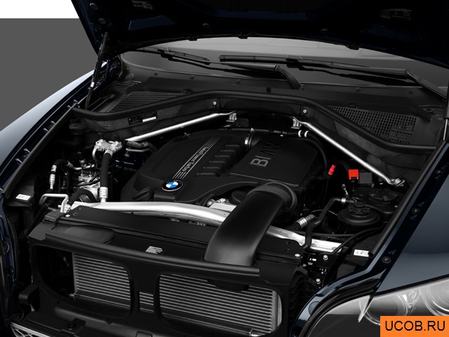 CUV 2014 года BMW X6 в 3D. Моторный отсек.