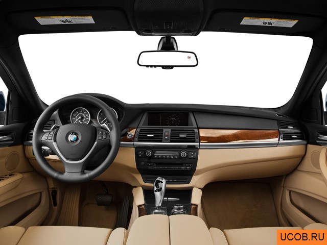 CUV 2014 года BMW X6 в 3D. Вид водительского места.