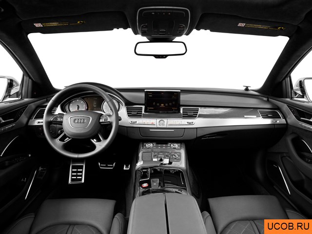 Sedan 2014 года Audi S8 в 3D. Вид водительского места.
