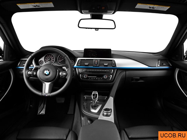Sedan 2014 года BMW 3-series в 3D. Вид водительского места.