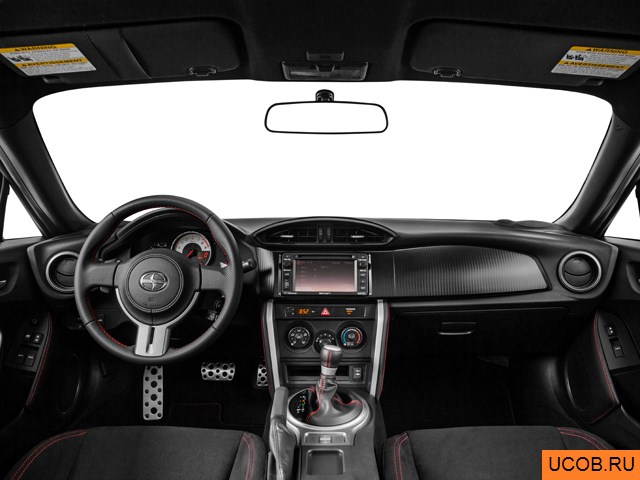 Coupe 2014 года Scion FR-S в 3D. Вид водительского места.