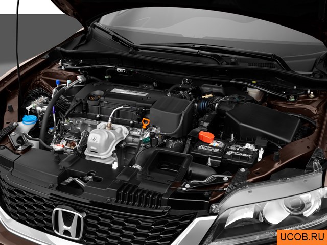 Coupe 2014 года Honda Accord в 3D. Моторный отсек.