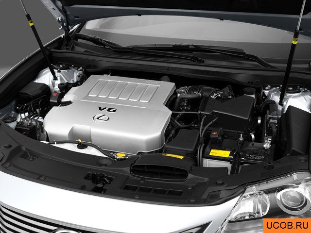 Sedan 2014 года Lexus ES в 3D. Моторный отсек.