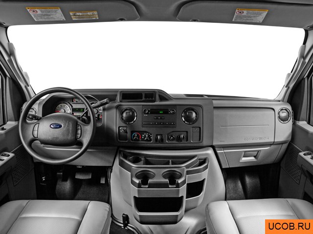 Cargo van 2014 года Ford E-350 Cargo в 3D. Вид водительского места.