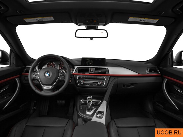 Hatchback 2014 года BMW 3-series в 3D. Вид водительского места.