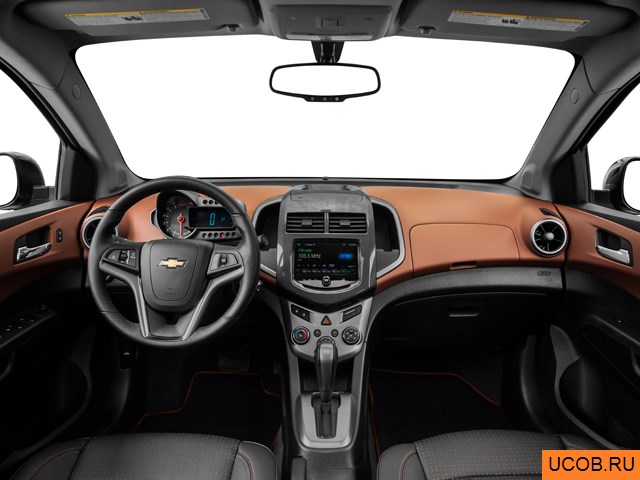 Sedan 2014 года Chevrolet Sonic в 3D. Вид водительского места.