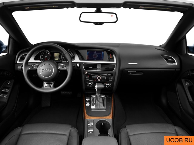 Convertible 2014 года Audi A5 в 3D. Вид водительского места.