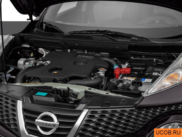 CUV 2014 года Nissan Juke в 3D. Моторный отсек.