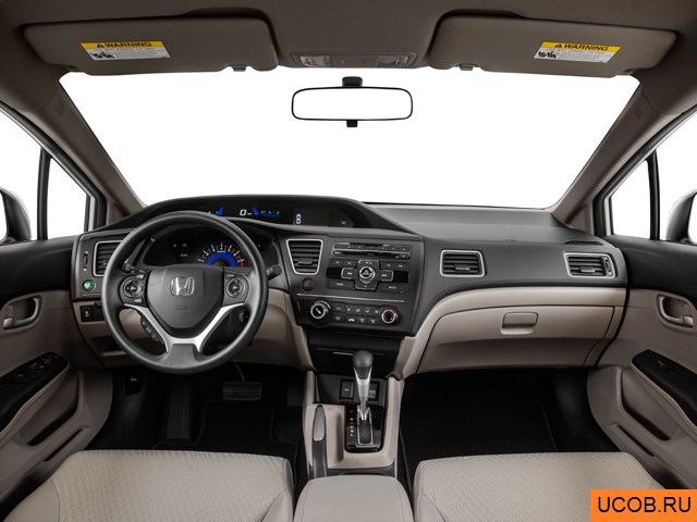 Sedan 2014 года Honda Civic в 3D. Вид водительского места.