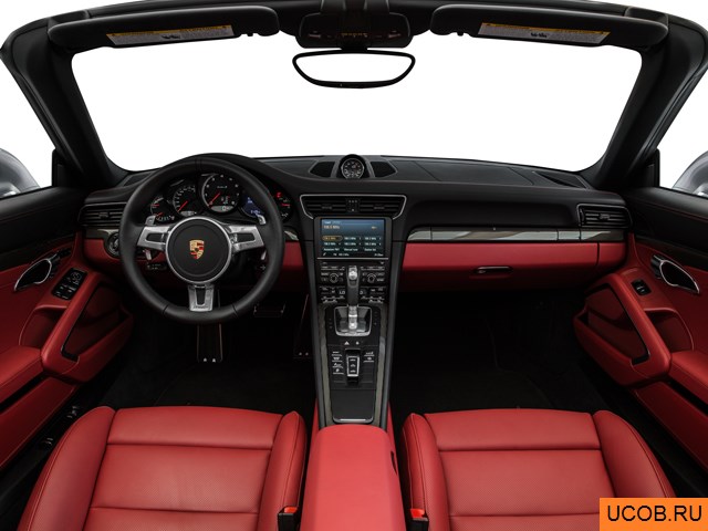 Convertible 2014 года Porsche 911 в 3D. Вид водительского места.
