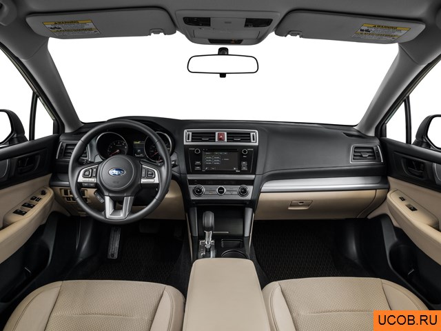 Wagon 2015 года Subaru Outback в 3D. Вид водительского места.
