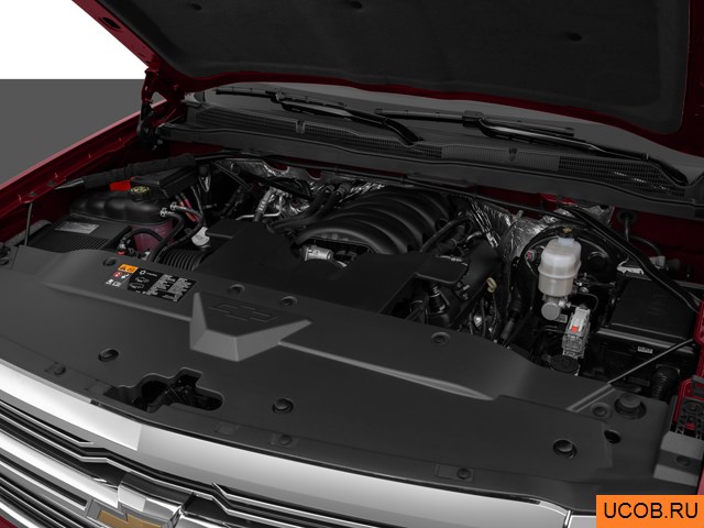 Pickup 2014 года Chevrolet Silverado 1500 в 3D. Моторный отсек.
