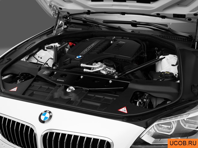 Convertible 2015 года BMW 6-series в 3D. Моторный отсек.