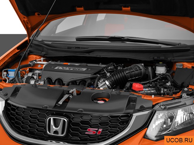 Sedan 2014 года Honda Civic в 3D. Моторный отсек.