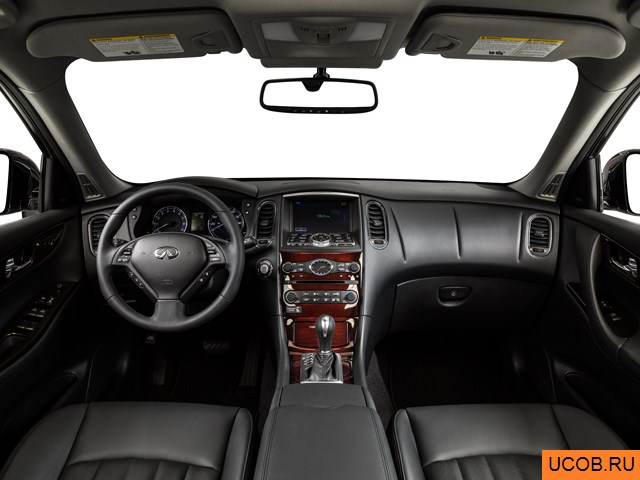 CUV 2015 года Infiniti QX50 в 3D. Вид водительского места.